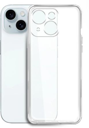 Чехол (клип-кейс) BORASCO Silicone Case, для Apple iPhone 15 Plus, прозрачный [72410]