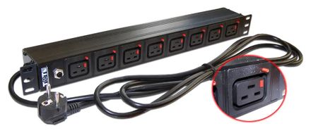 Блок распределения питания LanMaster TWT-PDU-16A8C9L-3.0, вертикал.размещ., C19Х8, Тип вход. тока 16A, 3м