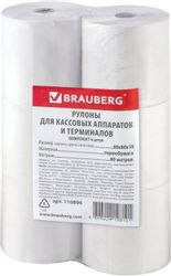 Лента чековая BRAUBERG 110896,  80мм,  80м,  термобумага, втулка 18мм, 6 шт