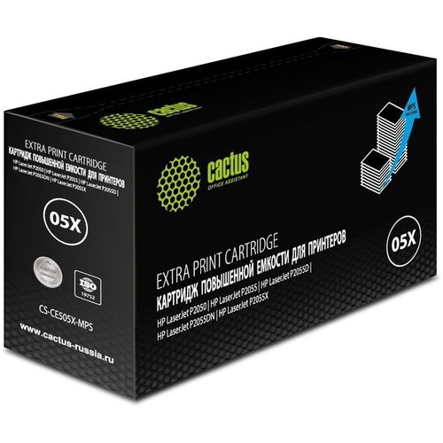 Картридж Cactus CS-CE505X-MPS, CE505XX, черный / CS-CE505X-MPS