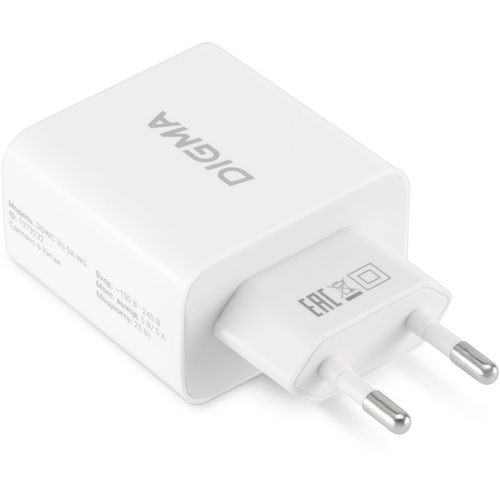 Сетевое зарядное устройство Digma DGWC-3U-5A-WG, 3xUSB-A, 30Вт, 3A, белый