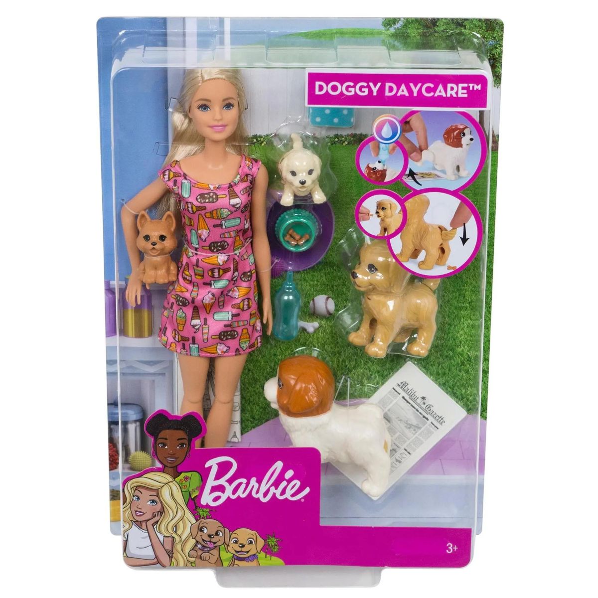 Характеристики Игровой набор Barbie Семья Barbie и щенки [fxh08](плохая  упаковка) (1462266) смотреть в СИТИЛИНК