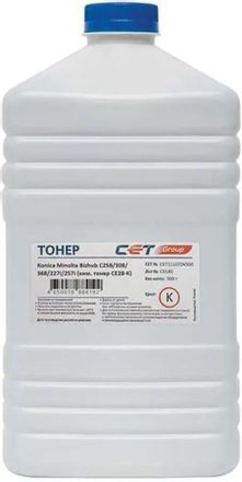 Тонер CET CE28-K, для KONICA MINOLTA Bizhub C258/308/368/227i/257i, черный, 500грамм, бутылка