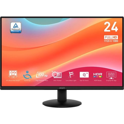23.8″ Монитор MSI Pro MP242L, 1920×1080, IPS, 100Гц, 1хHDMI, 1хDP, черный [9s6-3pd5ct-016]