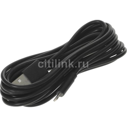 Кабель BORASCO Lightning (m) - USB (m), 3м, 2A, черный [50131]