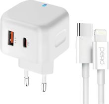 Изображение товара Сетевое зарядное устройство PERO TC10 USB-A USB-C Lightning 20Вт Белое