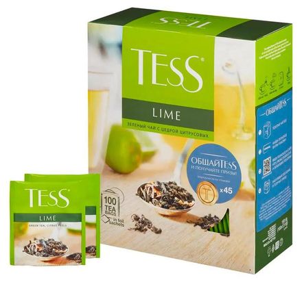 Чай TESS Lime, зеленый, цедра цитрусовых, 100шт