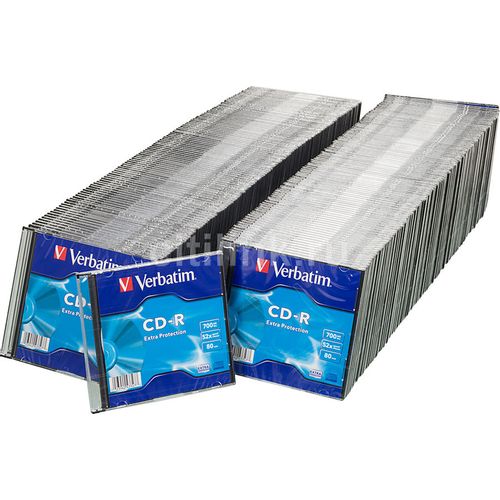 Оптический диск CD-R Verbatim 700МБ 52x, 200шт., slim case [43347]