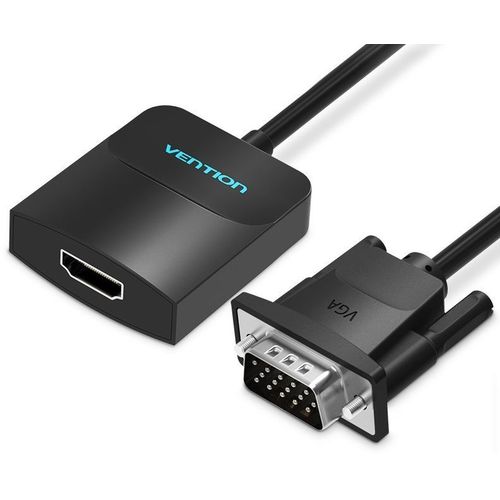 Адаптер аудио-видео VENTION ACNBB, VGA (m) - HDMI (f), Jack 3.5 (f), ver 1.4, 0.15м, черный