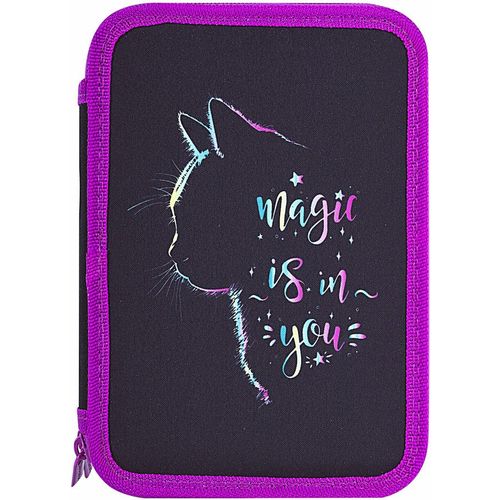 Пенал BRAUBERG 271542 271542, Magic Cat, 2 отделения, форма прямоугольная, черный