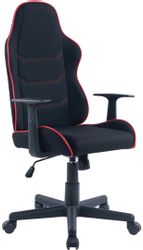 Изображение товара Кресло игровое HELMI Red line, ткань, до 120кг, топ-ган, фиксированные подлокотники,  черно-красный