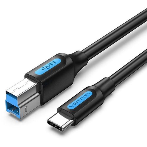 Кабель VENTION CQVBF, USB Type-C (m) (прямой) - USB 3.0 B (m) (прямой), 1м, черный