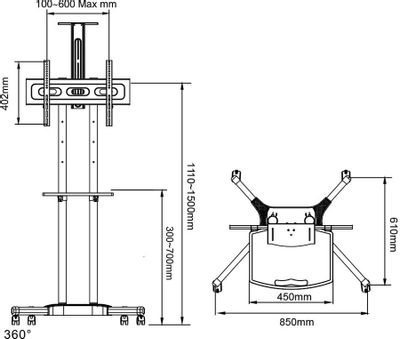 Стойка для телевизора Arm Media PT-STAND-12 черный 32"-70" макс.55кг ...