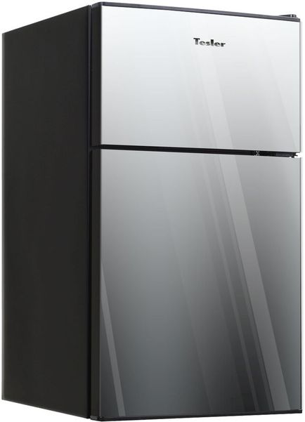 Холодильник двухкамерный TESLER RCT-100 зеркальный/черный