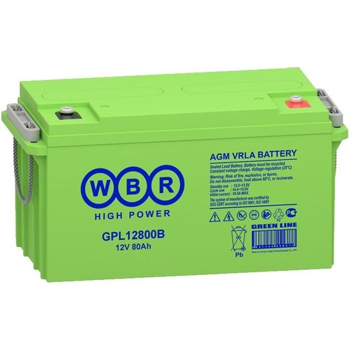 Аккумуляторная батарея WBR GPL12800B для ИБП, 12В, 80Ач [gpl12800b wbr]