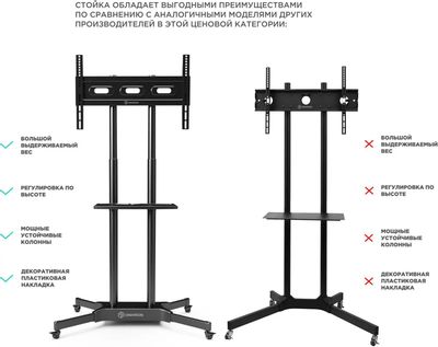 Подставка для телевизора ONKRON TS1351, 32-65", напольный, мобильный ...