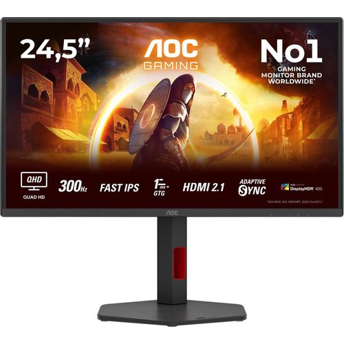 25" Монитор AOC Q25G4SR, 2560x1440, IPS, 300Гц, 2хHDMI, 1хDP, черный