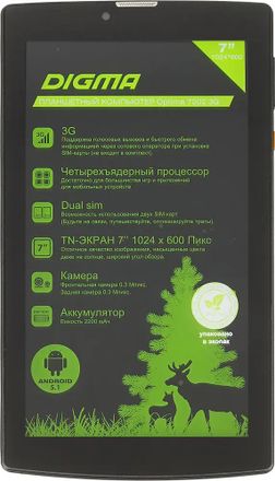 7" Планшет Digma Optima 7202 3G 1/8 GB MT8321 3G, 1024 x 600, Android 5.1, черный [ts7055mg]