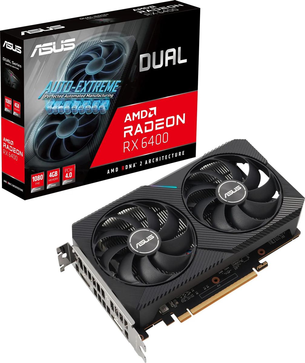 Видеокарта ASUS AMD Radeon RX 6400 DUAL-RX6400-4G 4ГБ GDDR6, Ret – купить в  Ситилинк | 1781222