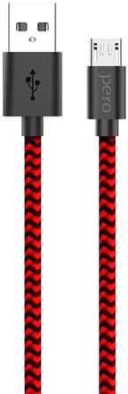 Кабель PERO DC-04,  micro USB (m) -  USB (m),  2A,  красный / черный [prdc-04mu2mrb]