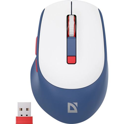 Мышь беспроводная Defender Belsa, Bluetooth/Радио, оптическая, USB, USB-C, 3200dpi, синий и белый [52249]