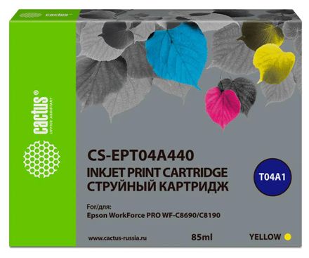 Картридж Cactus CS-EPT04A440, T04A4, желтый пигментный / CS-EPT04A440
