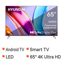 Изображение товара 65" Телевизор Hyundai H-LED65BU7006 4K Ultra HD, СМАРТ ТВ, Android TV, черный