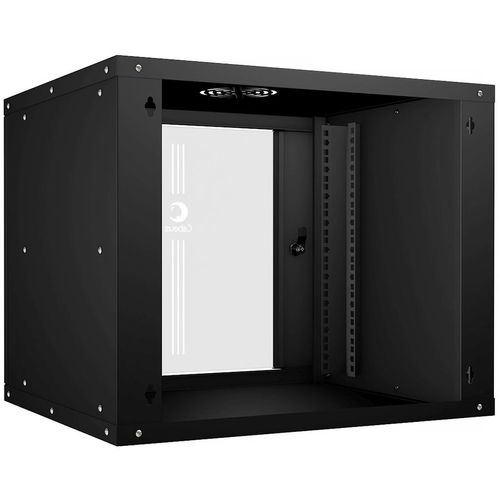 Шкаф коммутационный CABEUS WSC-05D-9U55/45-BK настенный, стеклянная передняя дверь, 9U, 550x450x450 мм