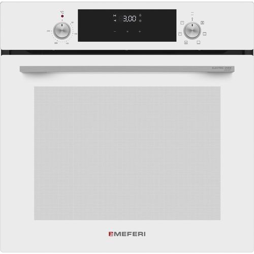 Духовой шкаф электрический MEFERI Comfort MEO607WH, 80л, дверца с 2 стеклами, белый/нержавеющая сталь