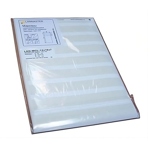 Маркер Lanmaster (LAN-MCL-50X25X19) 50×25мм полиэстр (упак:12шт) лаз.принт. бел.