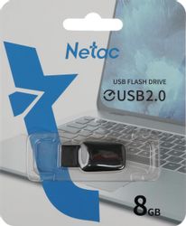Флешка USB NETAC U197 8ГБ, USB2.0, черный и красный