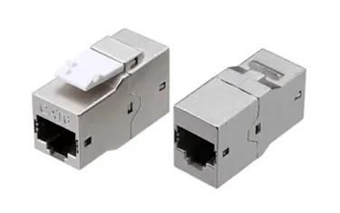Адаптер Hyperline (CA2-KJ-C6-SH-BK) проходн. KeystoneRJ45 кат.6 FTP ...