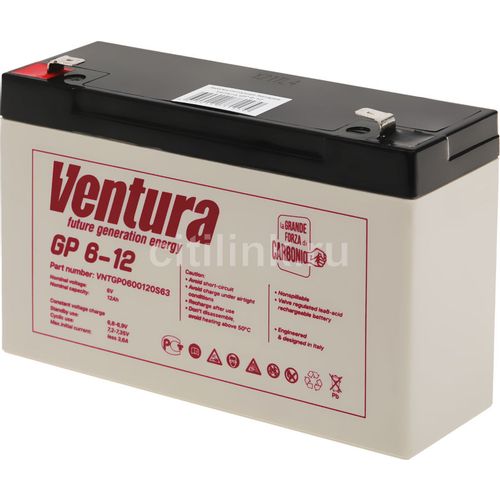 Аккумуляторная батарея VENTURA GP 6-12 для ИБП, 6В, 12Ач [vntgp0600120s63]