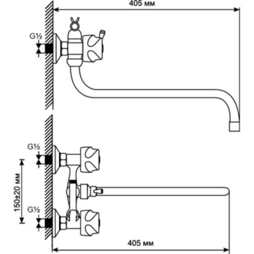 Смеситель универсальный MIXLINE Ml01 ML01-02, хром [522119]