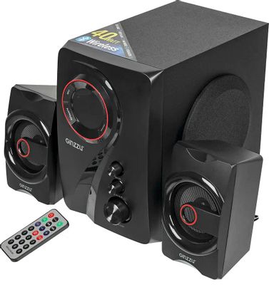 Колонки Bluetooth Ginzzu GM-406, 2.1, черный/ красный [00-00001153](Б/У ...