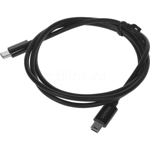 Кабель USB UGREEN US242, mini USB B (m) — USB Type-C, ферритовый фильтр , 1м, черный [50445]