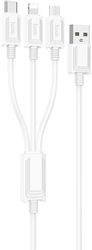 Кабель Hoco X74, Lightning (m)/USB Type-C (m)/micro USB (m) - USB (m), 1м, черный