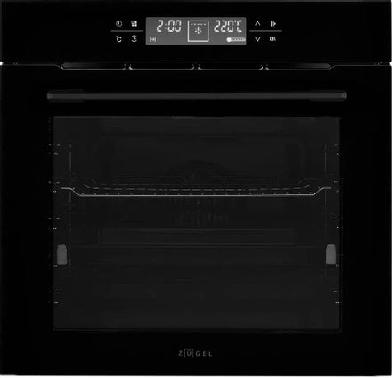 Духовой шкаф электрический ZUGEL ZOE601B, 75л, дверца с 3 стеклами, черный