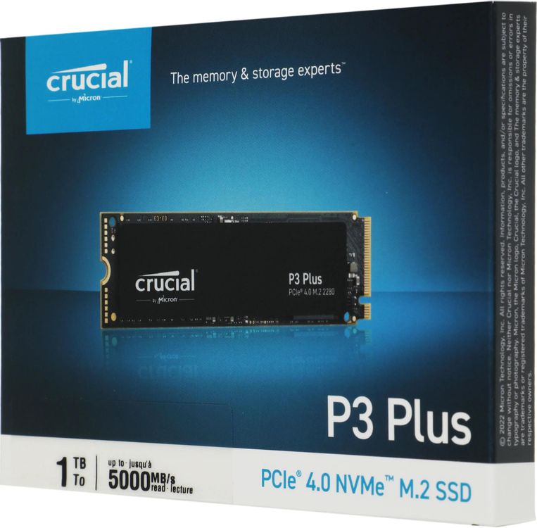 SSD накопитель Crucial P3 Plus CT1000P3PSSD8 1ТБ, M.2 2280, PCIe