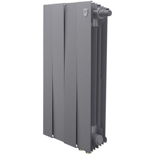 Радиатор биметаллический ROYAL THERMO Pianoforte 500 VR80, 4 секций, нижнее правое подключение, серебристый