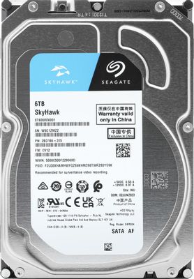 Жесткий диск Seagate Skyhawk ST6000VX001, 6ТБ, HDD, SATA III, 3.5 ...