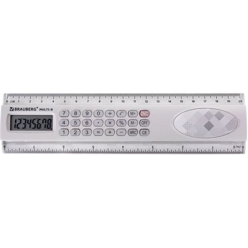 Калькулятор-линейка BRAUBERG MULTI-8, 8-разрядный, серый