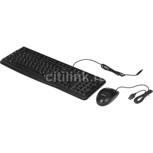 Комплект (клавиатура+мышь) Logitech MK120, USB, проводной, заводское нанесение кириллицы, черный [920-002561]