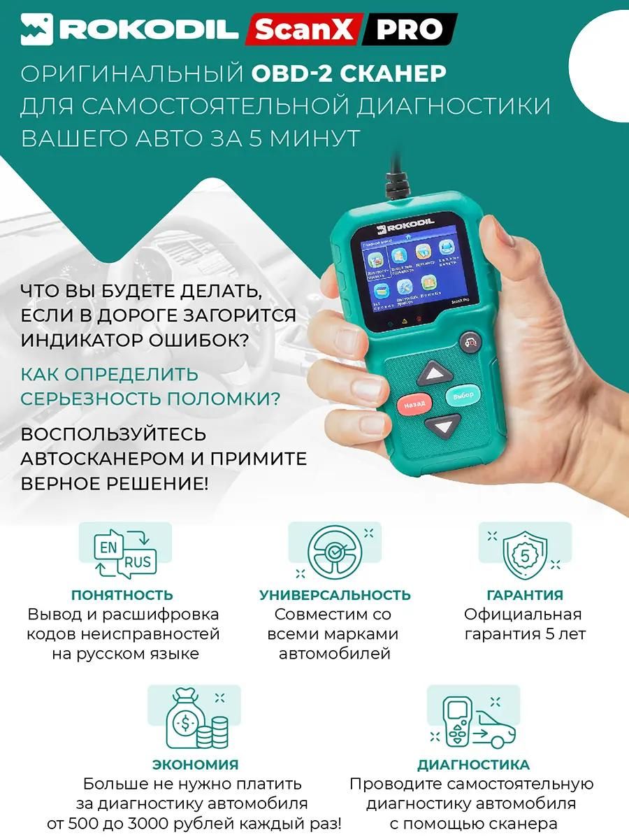 Характеристики Сканер авто. Rokodil ScanX Pro OBDII USB (1045059) (1660640)  смотреть в СИТИЛИНК