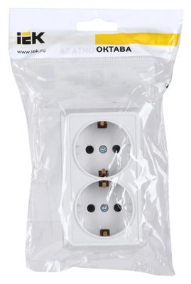 Розетка силовая IEK Октава двойная, 2 розетки, открытая, заземление ...