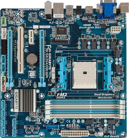 Материнская плата Gigabyte GA-F2A75M-D3H, Socket FM2, AMD A75 FCH, mATX, Ret