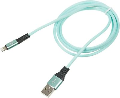 Кабель Digma Lightning (m) -  USB (m),  1.2м,  в оплетке,  2A,  зеленый [light-1.2m-braided-gr]