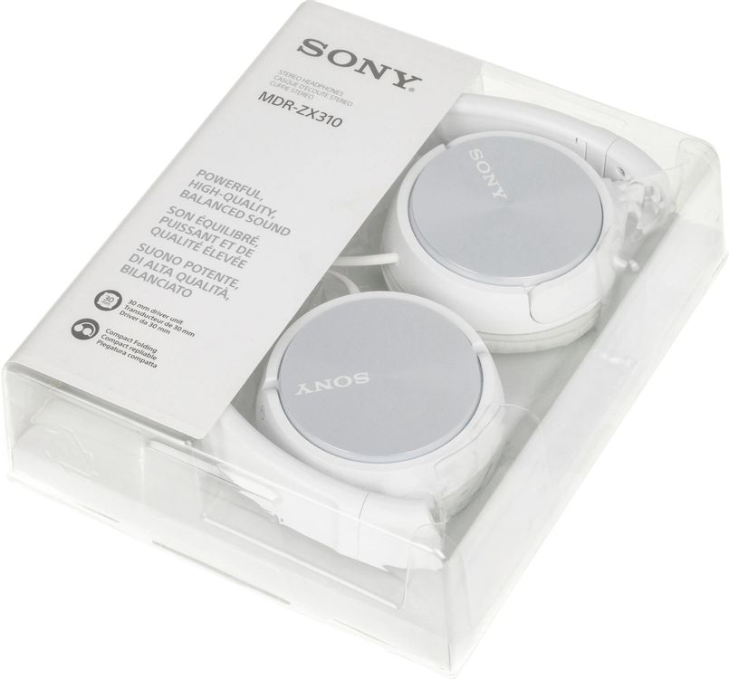 Наушники Sony MDR-ZX310, 3.5 мм, накладные, белый [mdrzx310w.ae