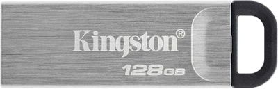 Флешка USB Kingston DataTraveler Kyson 128ГБ, USB3.1, серебристый и черный [dtkn/128gb]