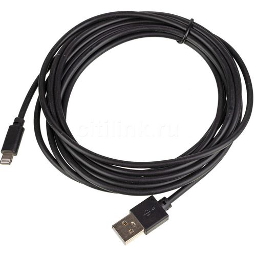 Кабель Lightning (m) - USB (m), 3м, 2.4A, черный